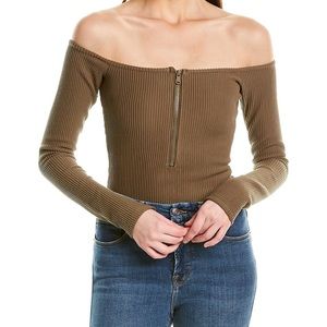 NWT GOOD AMERICAN ribbed stretch bodysuit army green size 5